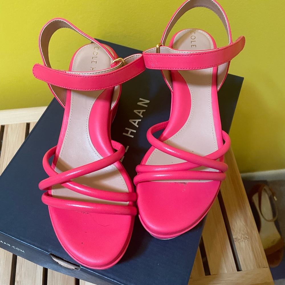 Cole Haan Platform Sandals Hot Pink size 6M